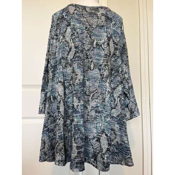Cha Cha Vente Womens Blue & Gray Snake Print Tunic Top Size 2X - Picture 2 of 8
